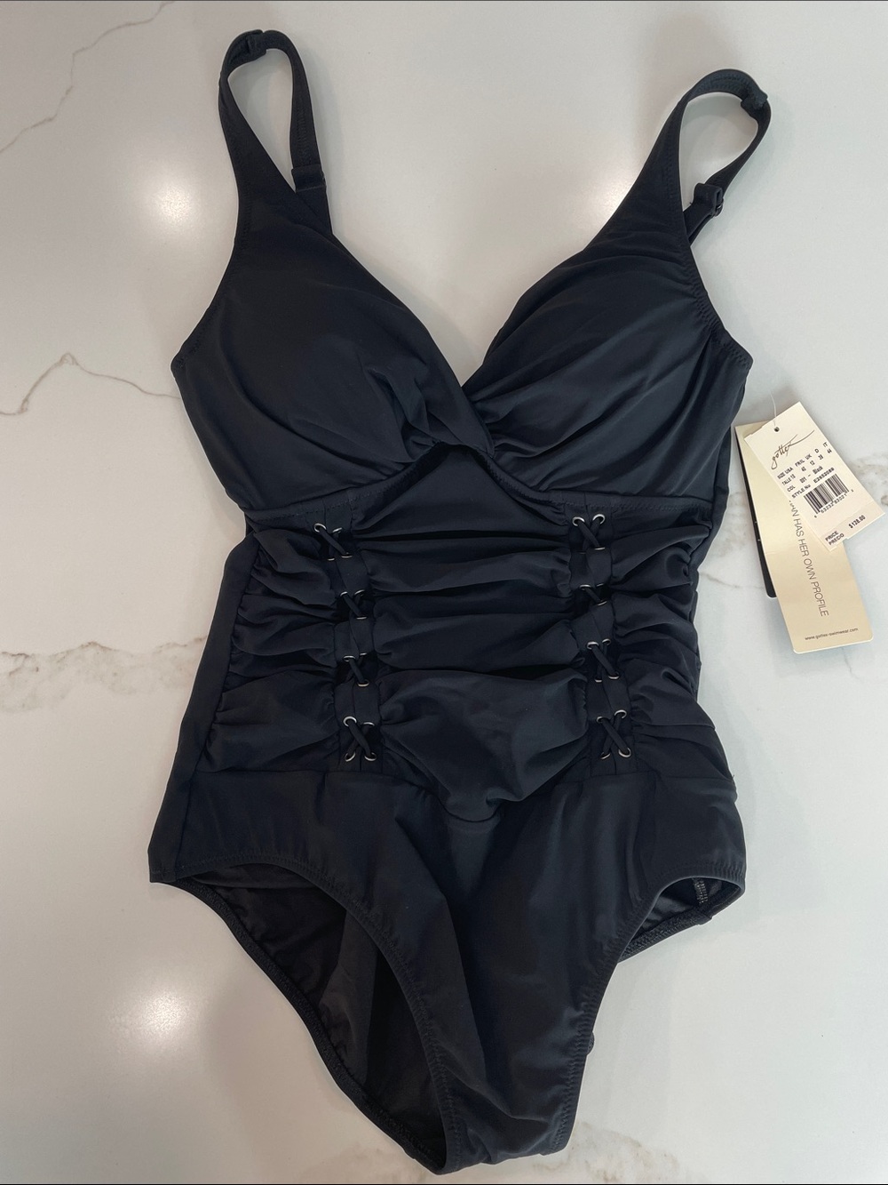 Gottex Black One-Piece Swimsuit with Front Lacing